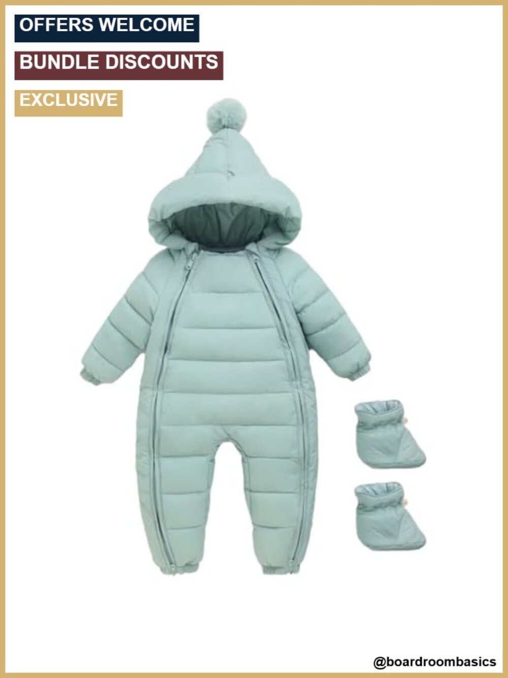 Baby Snowsuit Newborn Winter Unisex Jumpsuit Hooded Double Zipper Warm Outwear